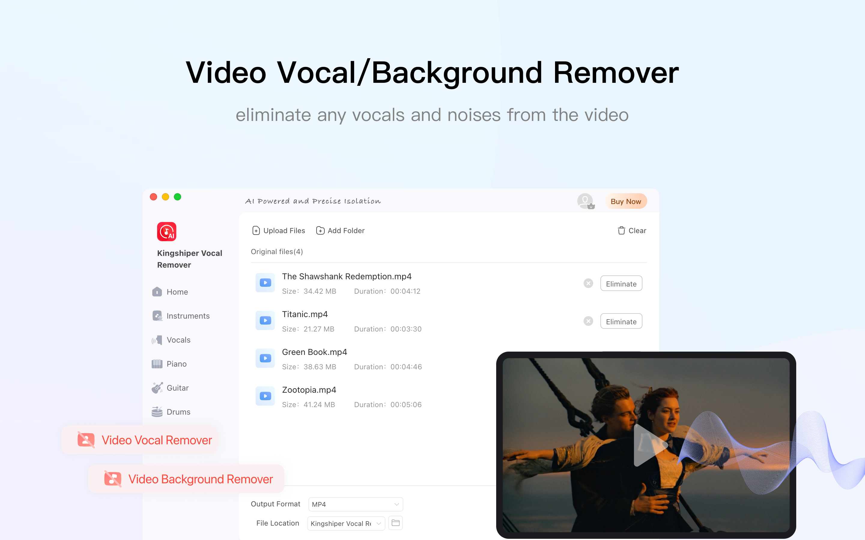 screenshot of Kingshiper Vocal Remover for Mac